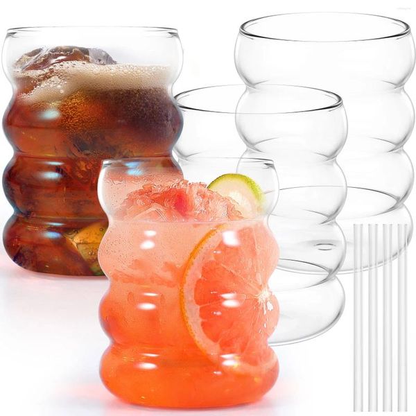 SCHEDE DI VINE 4PCS BEVING BEVERE CON STRAWS CAPPE COSTA DELLA TEMPO