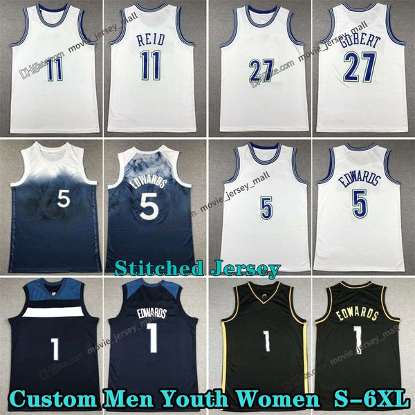 Maglie da basket 2024 cucite 11 Naz 27 Rudy Reid Gobert 3 Jaden 32 Karl-Anthony McDaniels Towns 5 Anthony Edwaros Edwards Garnett Jersey Men Women Women S-6XL