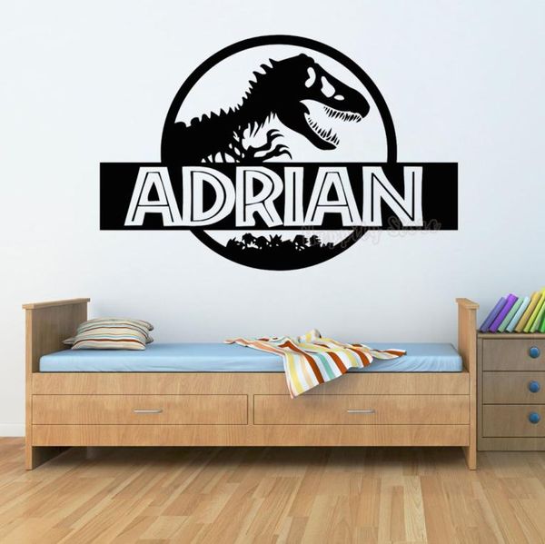 Kişiselleştirilmiş Jurassic Park Duvar Sticker Yatak Odası Dinozor Trex Özel Adı Vinil Çıkartma Ev Kreş Çocuk Odası Dekor3115928