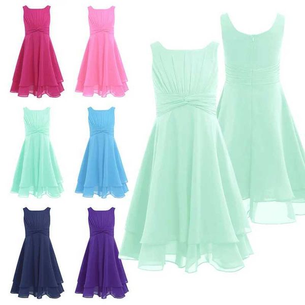 Abiti da ragazza per bambini Abito da ragazza vestito da ragazza formale abbigliamento da ballo principessa nozze dridesmaid childrens prima comunicazione chiffon strato dressl2405