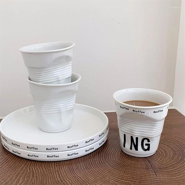 Кофейные горшки в корейском стиле чашки и кружки ограбление белая керамическая скандинавская чашка морщин
