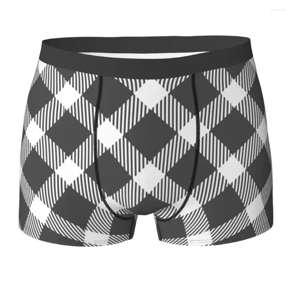 Underpants Grey Plaid Man Shorts Shorts Mutandine Mid Waist per Homme