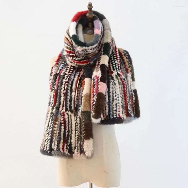 Sciarpe donne invernali sciarpa colorata moda a mano a mano strappulla da marmella naturale a maglia