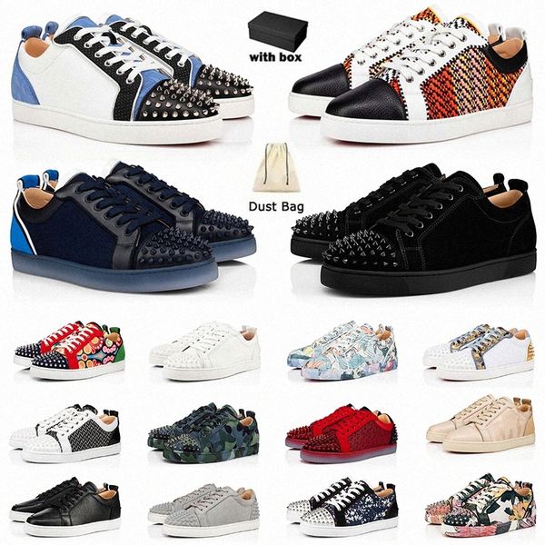 Mit Box Red Bottoms Casual Schuhe Männer Kleiderschuhe Sneaker Sohle Made in Italien Plattform-Laobers Vintage Herren Frauen Spikes Spikes Low-Top Bottom geschnittene Low-Teller-Formal-Trainer