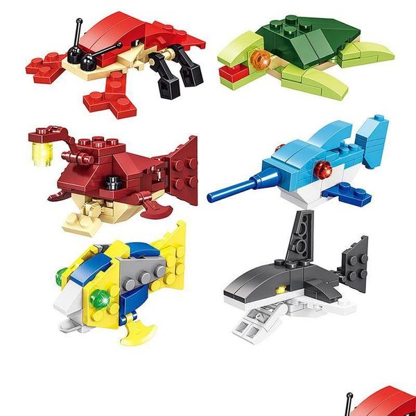 Kit di costruzione modello blocchi capsule giocattolo dinosauro uovo zoologia auto auto treni cittadini fai -da -te createtti regalo giocattoli regalo per bambini drop deli ot3zt