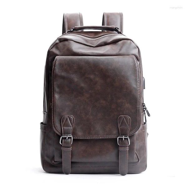 Backpack Fashion Vinatge Men Bag de viagem à prova d'água PU PU CHELALE LAPTOP LAPTER