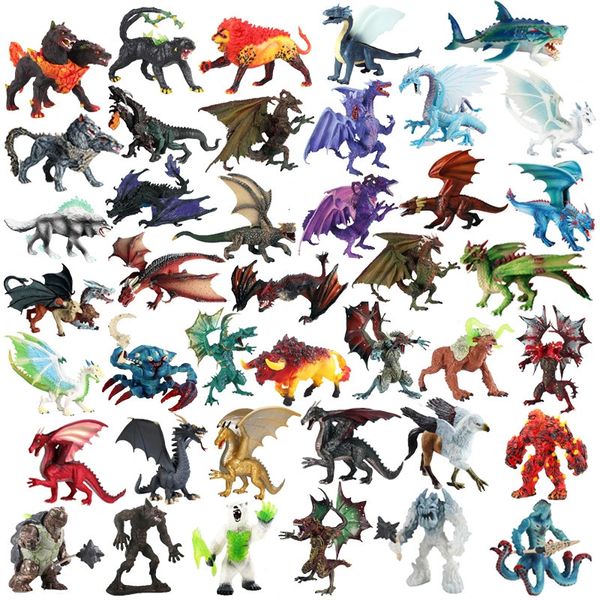 Mythical Animal Model Lifelike Dragon Figuren Teufel Feuer Bullenbulle Sea Monster Actionfiguren Childrens Collection Spielzeuggeschenke 240509