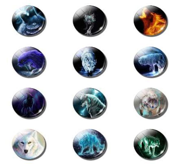 12pcs World of Wolves Glass Fridge Magnets Set da 25 mm Crystal Wolf ANIMALI MAGNETICI Frigorifero Memo decorativo per la casa 7323615