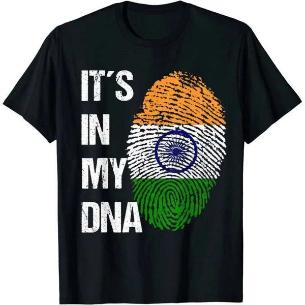 Camisetas masculinas DNA da bandeira indiana - Impressão digital - T -shirt India Y240509