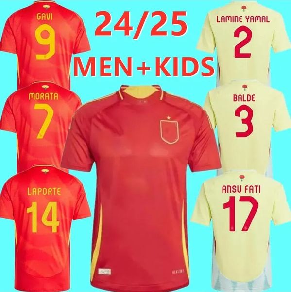 2024 camisas de futebol da Espanha 24 25 Pedri Morata Ferran Koke Gavi Lamine Yamal Fãs Camisas de futebol masculino Kits Kids Kits Llorente Ansu Fati Carvajal Olmo Espana 666