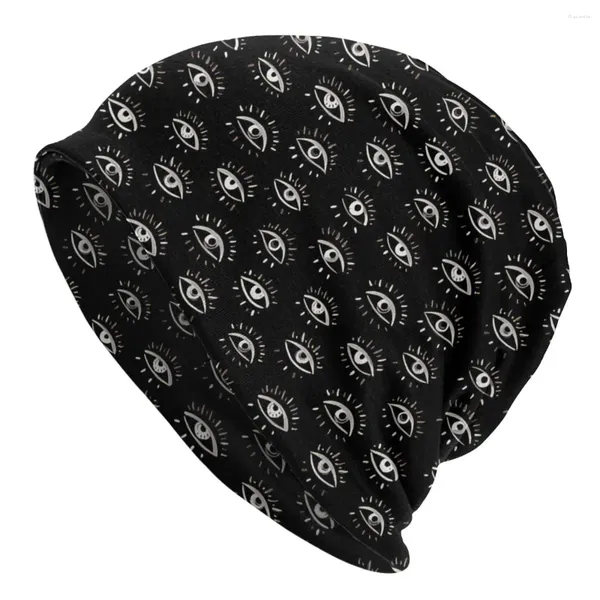 Berets Eye Pattern Skullies Beanies Fashion Hats злой черно -белый тонкий капот Специальные шапки мужчины женские наушники