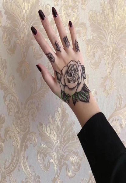 10pcslot wasserdichte temporäre Tattoo Aufkleber Blume Rose gefälschte Tatto Flash Tatoo Hand Arm Fuß Rücken Tato Körperkunst für Mädchen Frauen M2128073