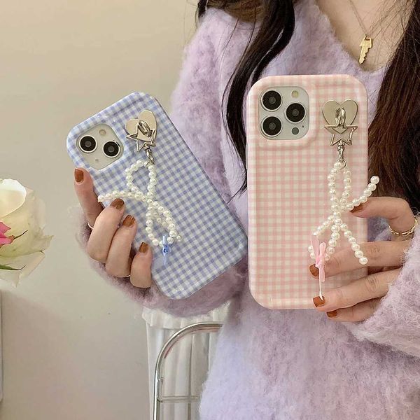 Случаи по сотовым телефонам Корея INSIT 3D BOW Pendant Hange Chain Chain Soft IMD Case для iPhone 15 Pro Max 14 Pro Max 13 12 Pro Max Luxury Back Cover J240509