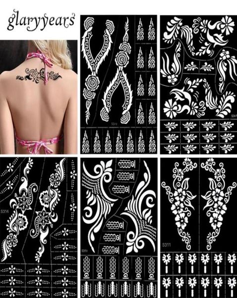 Whole30 Designs de 1 peça Henna estêncil Hollow Hollow Airbrush Modelo