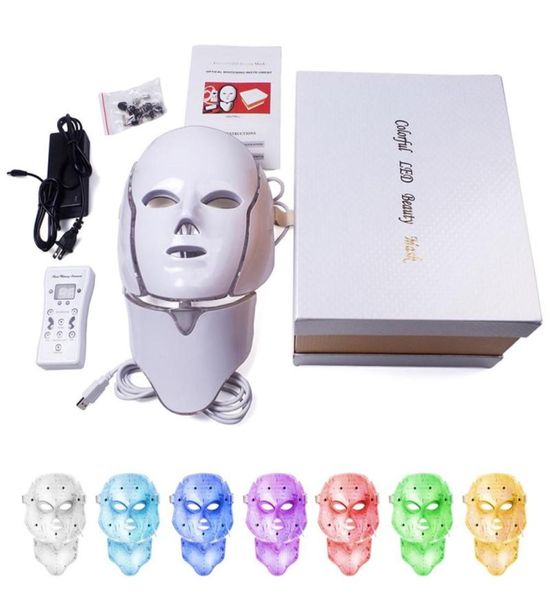 DHL 7 Farben leichte LED -Gesichtsmaske mit Halshaut Verjüngung Gesichtsbehandlung Schönheit Anti -Akne -Therapie Whitening Ins6891070