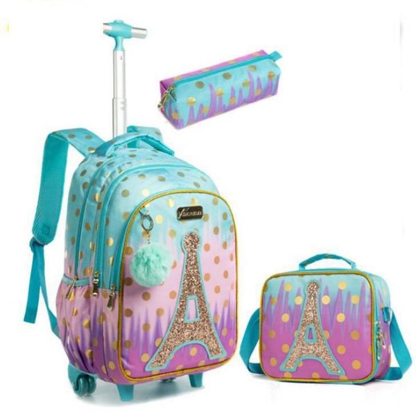 Школьные сумки дети катятся в рюкзак для девочек Schootrolley Wheels Kids Travel Luggage Trolley 230B