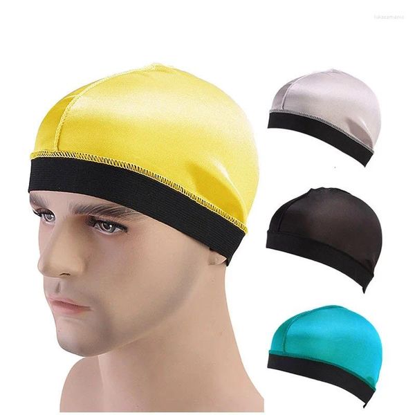 Berets Fashion Silky Dome Cap Elastic Bandanas Unisex Perücken Nacht Schlaf Headcover Krebs Haarausfall Chemo -Accessoires