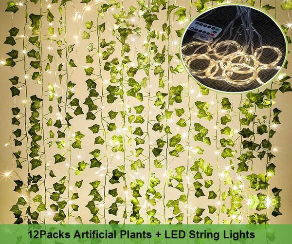 84 -футовой 12pack Artificial Garland Green Leaf Vinevy Fake Plants Wall Artifici Rose Vishing для сада дома свадьба 10296872527