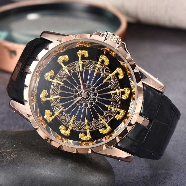 Дизайнерские роскошные часы для мужских механических автоматов Roge Dubui Men Watch Business Leather Brap Aquating Best Gifts Rd