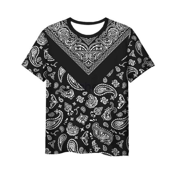 Мужские футболки Новая 3D-печатная одежда для плеч бандана модная футболка Mens Plus Size S-7xl D240509