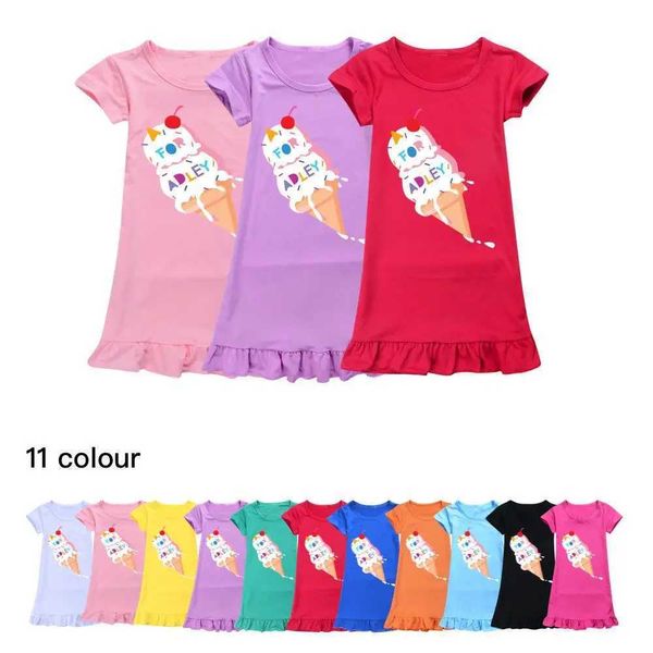 Mädchenkleider A für Adley Kleid Baby Mädchen Prinzessin Nachtkleid Kinder Kurzarm Comic Night Gown Girl Strickpyjamas Nacht Kleid2405