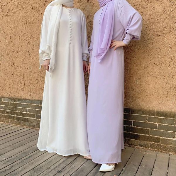 Abbigliamento etnico Donne musulmane Abaya Chiffon Hijab Eleganti abiti Maxi Abiti Turchia Caftan Arabo islamico Eid Ramadan Jalabiya Abito caftan