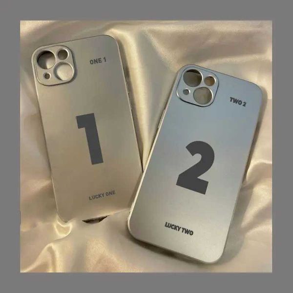Handyfälle Fashion Lucky Number Silvery Electroplate Phone Hülle für iPhone 13 14 Pro Max 11 12 Mini XR XS 7 8 plus SE Stoßdämpfer Hülle Abdeckung J240509