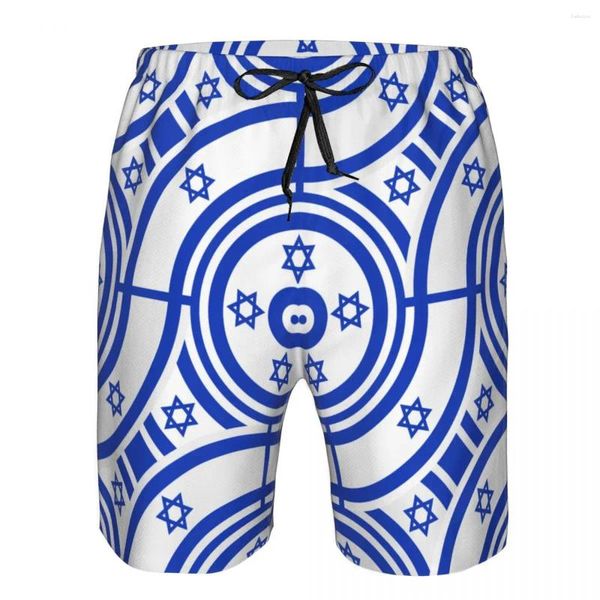 Shorts masculinos masculino de banho de banho Bermuda Bandeira Israel Israel