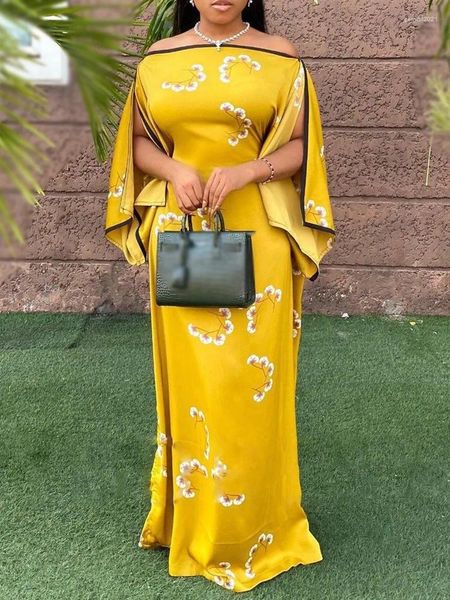 Ethnische Kleidung muslimische Mode afrikanische Kleider für Frauen Neuheit Pure Print Maxi Femme Robe Kurzarm nigerianische Kleidung