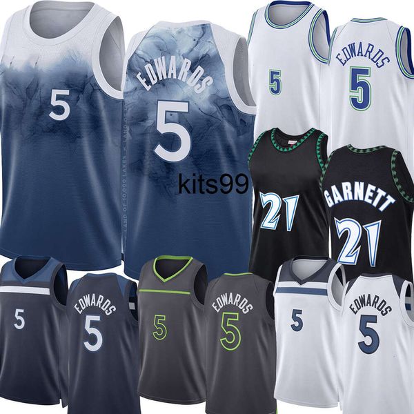 Anthony Edwards Maglie da basket retrò Kevin 21 Garnett 2023-24 City Youth Kids Jersey