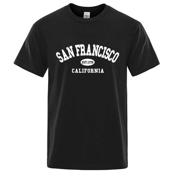 Camisetas masculinas sanfrancisco est.1776 California tter Men Fashion Tops Tops Summer Summer Tshirt Loose Designer Luxo T Clothing H240508