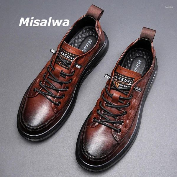 Scarpe casual Misalwa Modello di coccodrillo Sneaker maschile in pelle uomini pattinare cuscino aria designer di lusso per