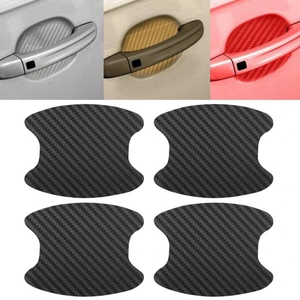 Adesivos 4pcs universal fibra de carbono automóvel por porta de carro adesivos Carra do carro Protection Carra da alça do carro Anti Scratchs Acessórios de carro