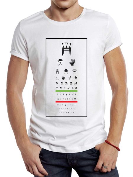 T-shirt maschile THUB MEN Vintage Snellen Eye Chart Shirt Strtwear Strtwear Retro Mid Century Sedie Tops Hipster T Y240509