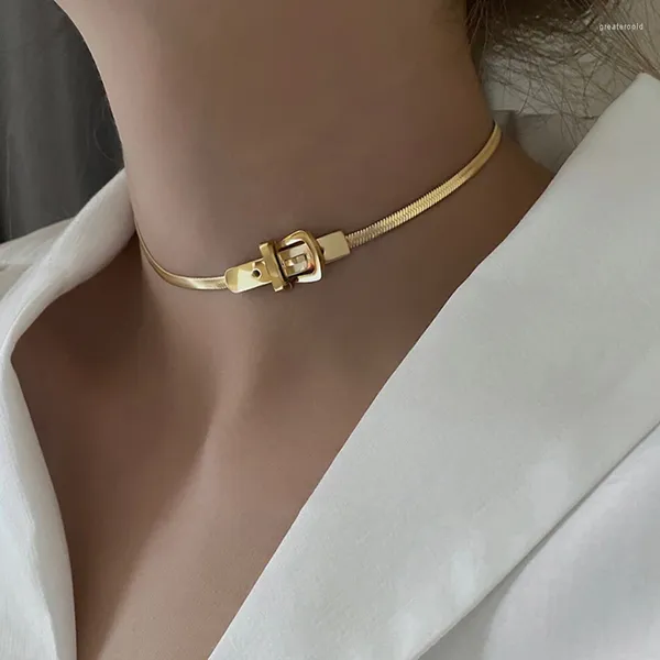 Girocollo classico orologio classico fibbia forma in acciaio titanio collana per donna coreana gioielli di gioielli sexy della catena di clavicole di Girl Girl