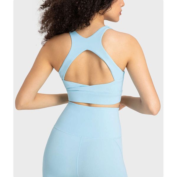 Lu Bra Yoga Alinhamento Tampo Tampo Mulheres Plus Size Backless Crop Crop Fiess Executando Copas Removíveis de Yoga Hollo