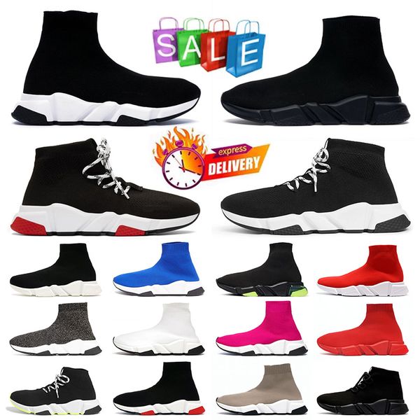 Sapatos de meias de grife de luxo barato Mulher all preto branco rosa azul vermelho bege chaussure tênis de moda feminina Sneakers Walk Walk