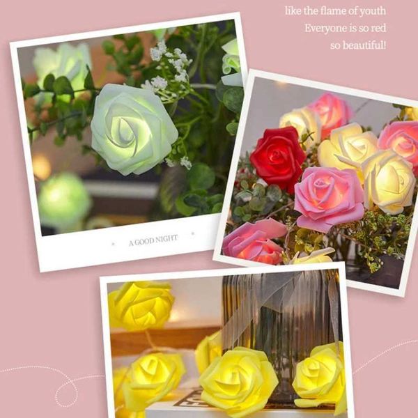 Fiori decorativi ghirlanda di ghirlande LED Luci a corda di rosa USB/ batteria Ghirnate di Natale Classa di San Valentino proposta di decorazione del matrimonio Luci di decorazione del matrimonio