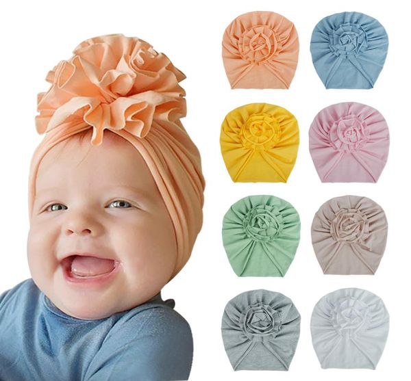 INS 20 Colori Nuovo moda Stereo Pieno stereo Floro Cap elastico Cotton Solid Colors Accessori per capelli Accessori berretto Cap Turban Hat7805927