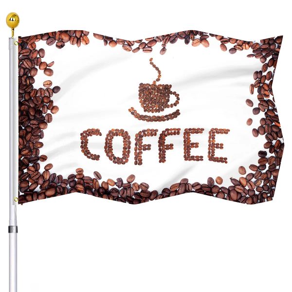 Acessórios bandeira de café costura dupla costura de café cafeína bandeiras de grãos de caca