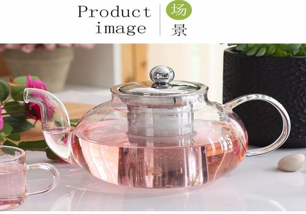 600ml 800ml 1l 15l Borossilicate Tule de chá de vidro de vidro de aço inoxidável Filte Infuser tampa moderna ferramenta de panela de chá chaleira Terbal Teaware2268244