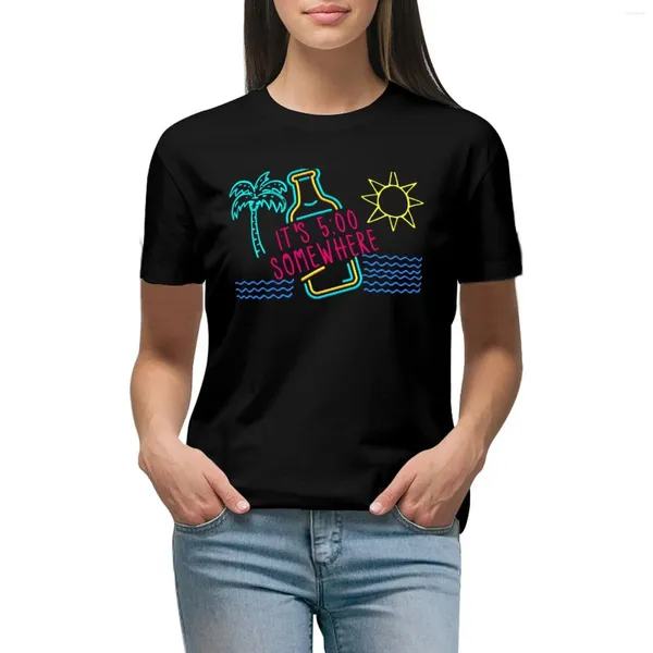 Frauenpolos Es ist 5 Uhr irgendwo-Strand Urlaub T-Shirt Lady Clothet Graphics T-Shirts für Frauen locker Fit