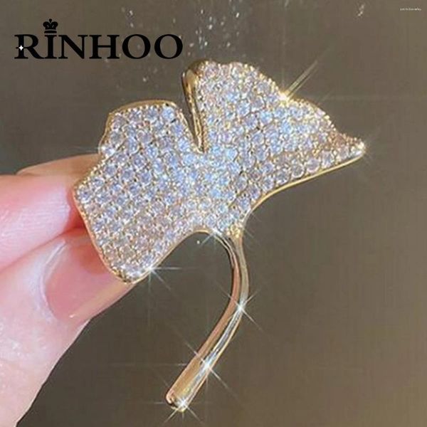 Broschen Rinhoo Vintage Voller Strassstein Ginkgo Blatt für Frauen elegante Pflanze Blätter Rucksack Lampe Pins Abzeichen Kleidung Schmuck