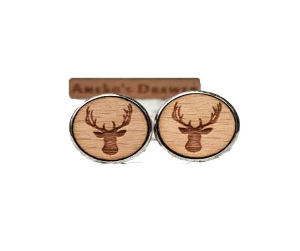 Cuccioli di legno di cervo Links per matrimoni animali da regalo per le groomsmen dergere di cuffia in legno guffing geli di corno di cervo x 1 coppia312f6890215