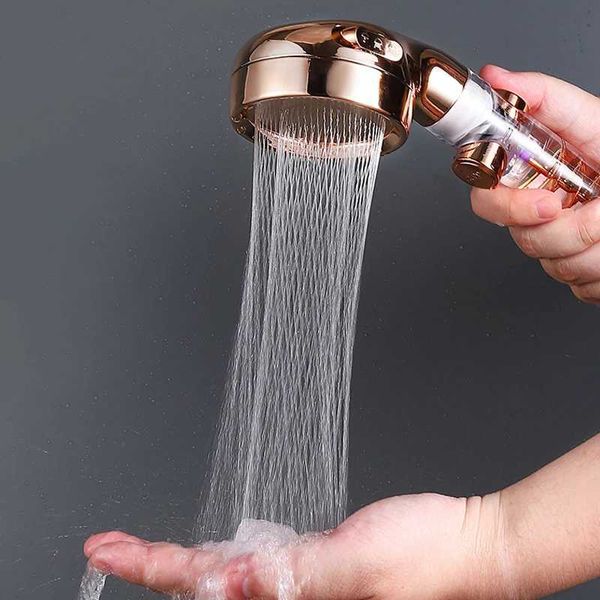 Gesti della doccia da bagno Turboaded Golden Shower Head 3 Modalità Spa portatile ad alta pressione con pulsante Accessorio per bagno antidone piovoso