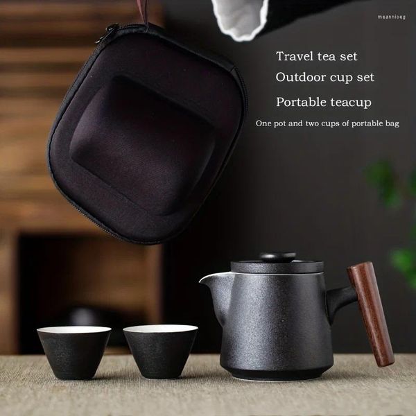 Чайные наборы китайского туристического чая с сумкой большие чайники 10,14 унции стакана 1.35 керамический портативный наружный