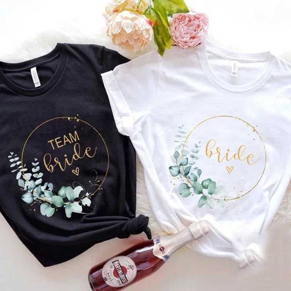 Camisetas masculinas de noiva Tops de noiva Time Brides Bridesmaid T-shirt Bachelorette Hen Party TS Evjf Future Bride Women Women Short Slve Tshirt T240506