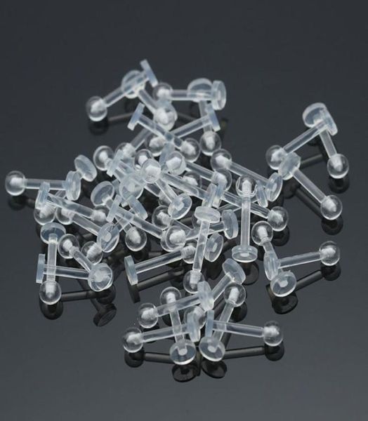 Ringos labiais de 100pc labret barra de piercing bioplásico de piercing bioplástica 16g jóias de piercing antiallergica