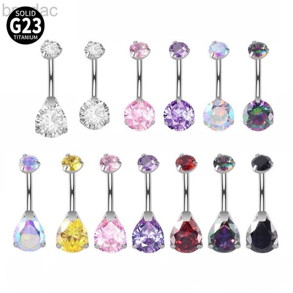 Navelringe 1pc G23 Titan Zirkon Bauchnabel Ringe prong Waterdrop rund CZ Nabel Piercing gebogene Banane Sexy Körperschmuck D240509