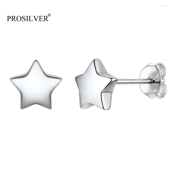 Orecchini per borchie Prosilver 925 Sterling Silver Sparkle Stir Star Celestial Jewelry Gifts di compleanno per madre Pye15035B